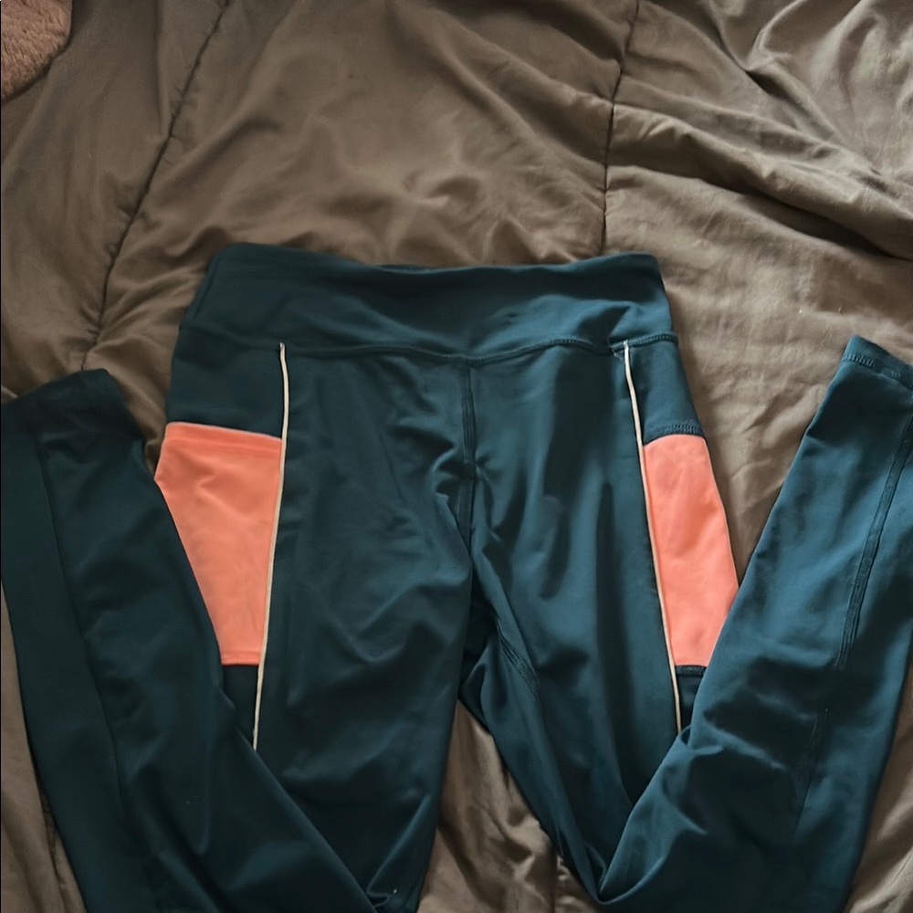 Teal and Coral Athletic Leggings